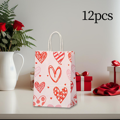 12 Uds. Bolsas De Regalo Para El Día De Valentín Con Asa,