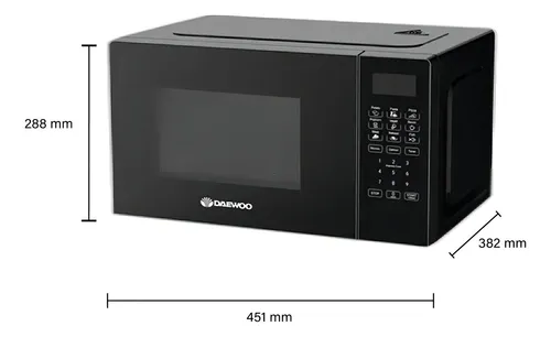 Microondas Digital Negro Daewoo 20 Lts 700w Damwo20db