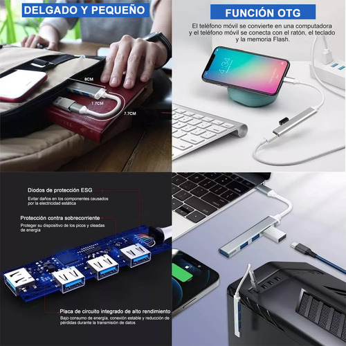 Adaptador Usb Multipuerto Usb 4 Puerto Usb 3.0 Hub Usb Para Laptop Pc Y Computadoras Accesorios Para Laptop