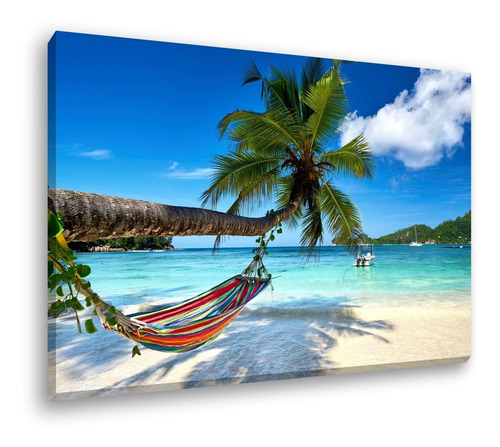 Quadro Tela Canvas Grande Rede Beira Mar Praia 120x80 Cor Im