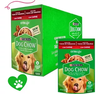 Caixa 15 Sachês Purina Dog Chow Cães Adul Sabor Carne 100g