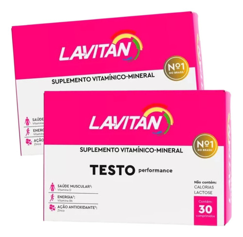 Kit 2x Lavitan Testo Performance Femme - 30 Caps Sabor Sem Sabor