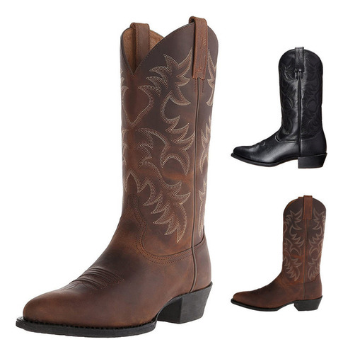 Botas Vaqueras Bordadas De Tacón Alto Midwest Para Hombre
