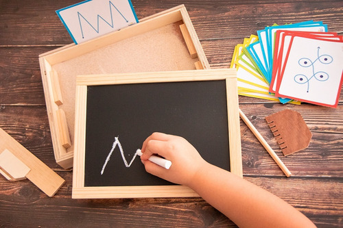 Bandeja Didáctica Montessori Ingeniacrea+cartas+pizarr Doble