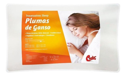 Travesseiro Castor Sleep Pluma De Ganso 40x60x11cm Cor Branco