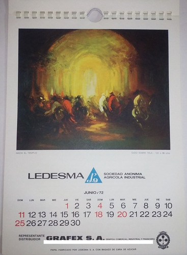 Calendario Almanaque Año 1972 Ledesma Sa Agricola Industrial (Usado)