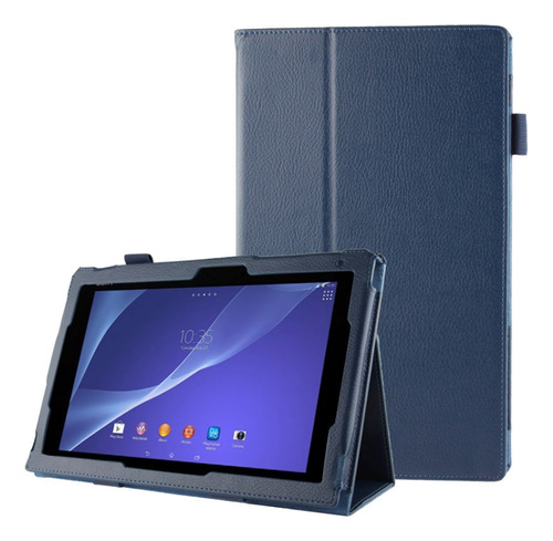 Funda De Piel Azul Oscuro Para Sony Xperia Tablet Z2