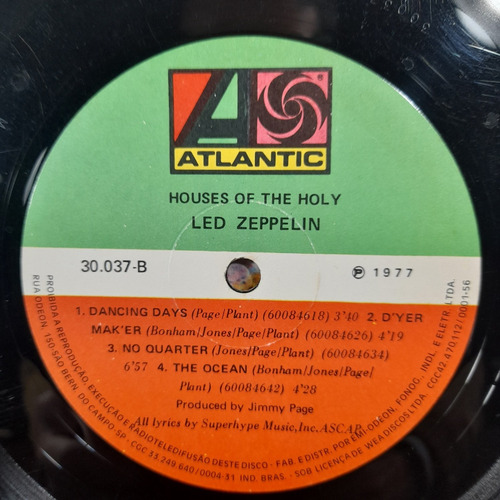 Imagem 5 de 8 de Vinil Lp Led Zeppelin Houses Of The Holy Com Estado.
