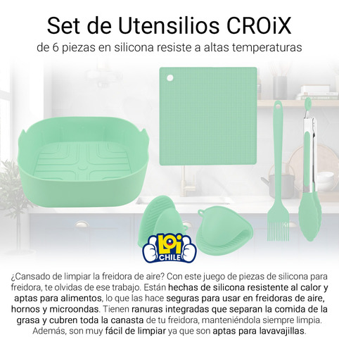 Set De Utensilios Para Freidoras De Aire 6 Piezas Cuadrado