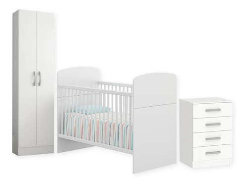 Dormitorio Bebe Infantil Cuna Multiuso Dos Puertas Cajonera