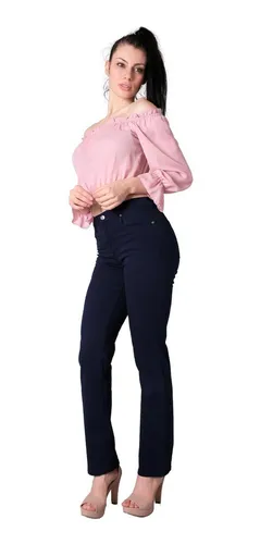 Pantalon Oggi Jeans Mujer Azul Gabardina Stretch Atraction