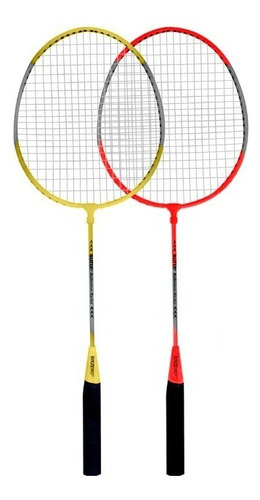 2 Raquetas Badminton Infantil + Pluma + Funda Sixzero Set Kit Combo Tenis Tamaño Del Grip Junior - Amarillo/rojo