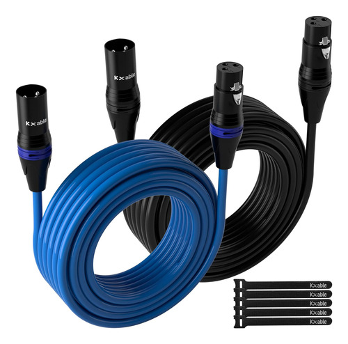 Cable De Micrófono Xlr De 50 Pies (paquete De 2, Varios Colo