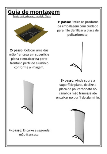 Toldo Policarbonato 1,00 X 0,50m Preto Com Kit De Instalação