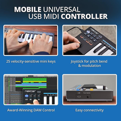 Nektar Impact Gx Mini Usb Midi Controller, 25 Teclas