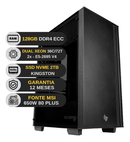 Servidor Dual Xeon V4 E5-2695 V4 72vcpu 128gb Ddr4 Nvme 2tb