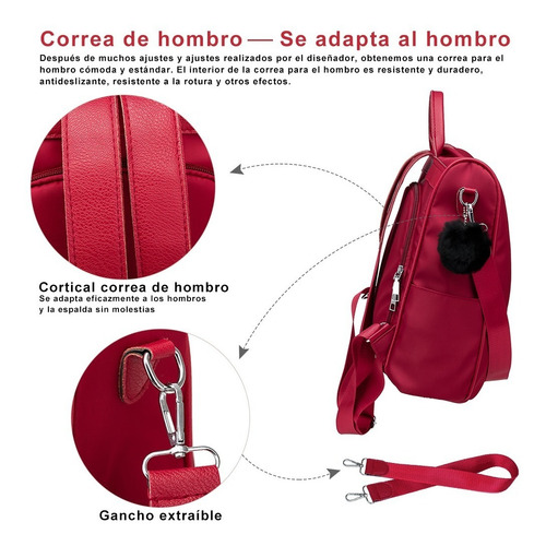 Mochila Impermeable De Nylon Antirrobo Para Mujeres