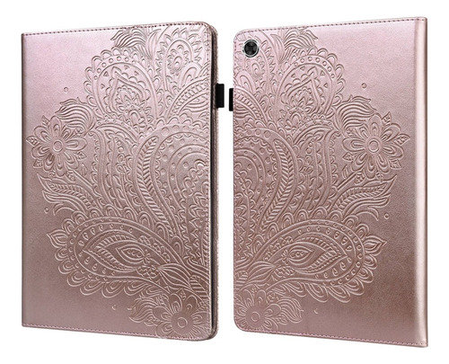 Capa De Couro Em Relevo Em Ouro Rosa Para Galaxy Tab A9+ Par