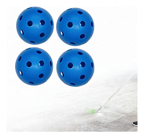4 Bolas De Floorball Unihockey, Ligeras, 26 Agujeros, Azul