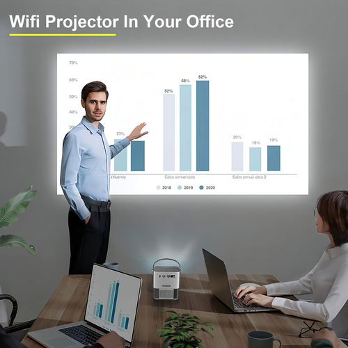 Projetor Wi-Fi Fangor, tela compatível de 200 polegadas