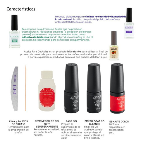 Imagen 4 de 5 de Kit Inicial Esmlates Semipermanente Manicuria Cuvage Led Uv