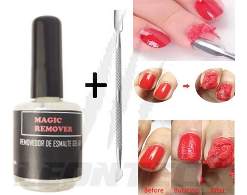 Kit Removedor Mágico En Gel  Esmalte Semi + Repujador Doble