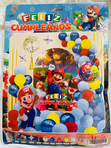 Decoración Feliz Cumpleaños De  Mario Broos 44 Elementos 