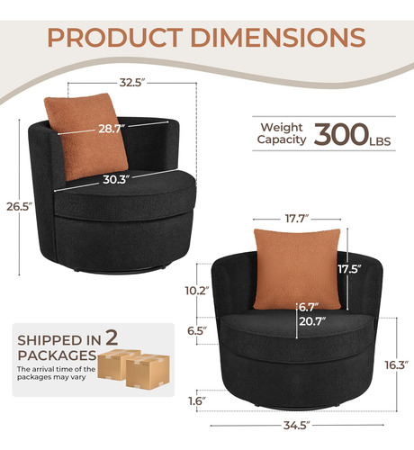 Silla Giratoria De Acento 360 Tapizada Suave Con Almohada