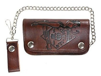 Lucky 13 Hombres Sin Riders Embossed 6  Chain Wallet Xsewg