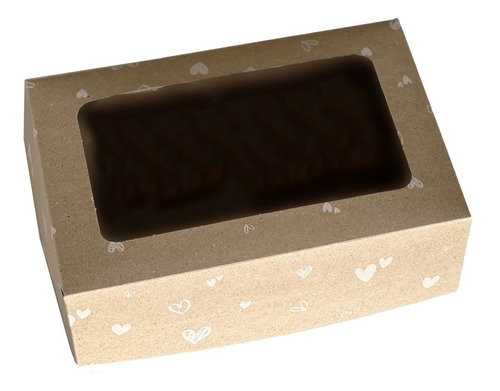 Caja Desayuno Chica -corazones - 17,7x26x8,7 C/visor X 5u