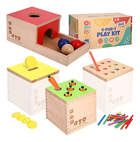 Nanayo 4-for-1 Play Kit Incluye Object Permanence Box, Monte