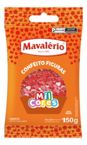 Confeitos Coração Mil Cores 150g Mavalério Docinhos Cupcake