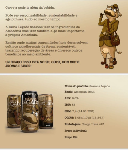 Imagem 2 de 4 de Cerveja Seasons Legado Cacau- Chopp/lata 473ml