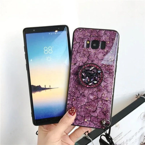 Imagen 9 de 10 de Funda Compatible Con Moto Marmol Pompon Correa Colgante Dama