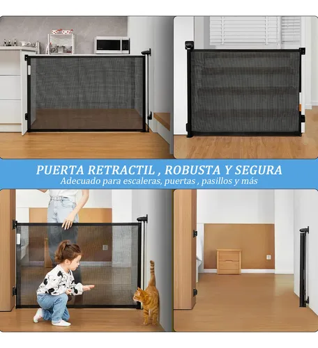 Baranda Reja Puerta Seguridad Retráctil Para Bebe Y Mascotas