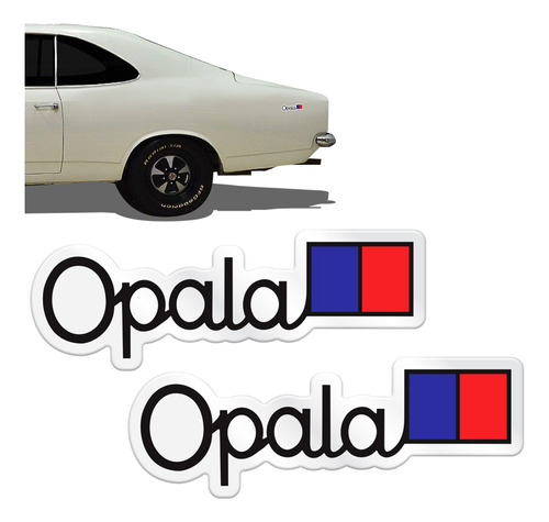 Par De Adesivos Opala Com Bandeira 1975/79 Chevrolet Cromado