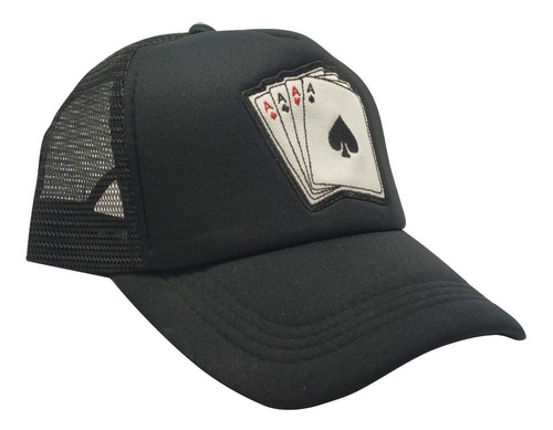 Imagen 2 de 4 de Gorra Trucker Bordada Cartas Poker Naipes