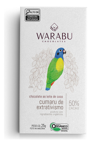 Chocolate Vegano Orgânico Cumaru Extrativismo 50% Cacau 25g