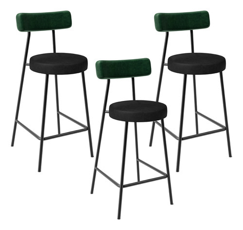 Lyam Decor Kit 03 Banquetas Milão Verde Preto