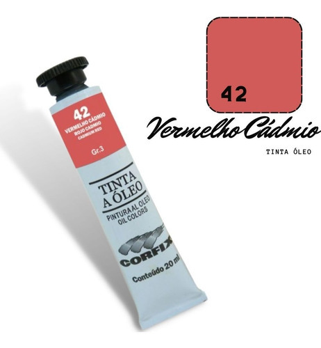 Tinta A Óleo Corfix 20ml Vermelho Cádmio 42 G3 Cor do óleo 42 Vermelho Cadmio