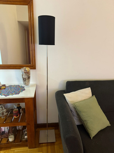 Lámpara De Pie Living Esquinero Moderna Con Pantalla Negro Niquel