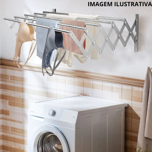 Varal De Parede Aluminio 1 M + Varal De Chão Com Abas 1,43 M