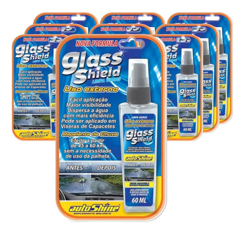 10 Cristalizador De Vidros Glass Shield 60ml Repele Chuva