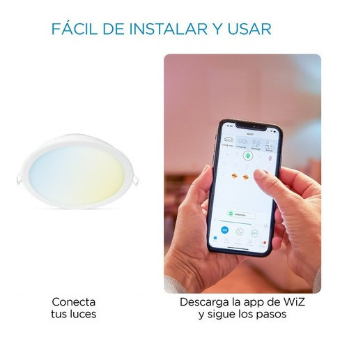 Imagen 4 de 9 de Wiz Downlight Inteligente 24w Luz Cálida Y Fría Wi-fi X4 Un.