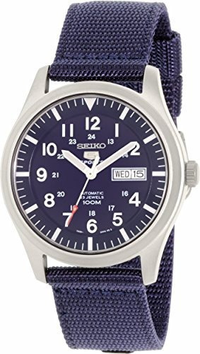 Seiko 5 Deporte Automatico Azul Marino Lona Reloj Para Hombr