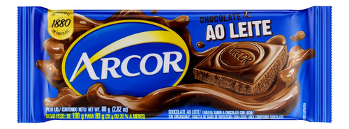 Chocolate ao Leite Arcor Pacote 80g