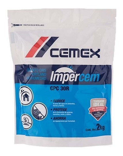 Cemento Gris Portland Impercem Cpc30r Cemex 2kg 