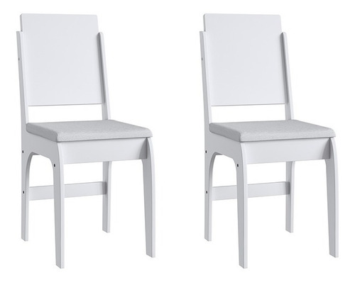 Conjunto C/ 2 Cadeiras Em Mdf Com Tecido Corino 916 - Branco