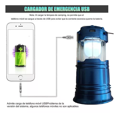 Lampara Linterna Solar Recargable con Asa y Gancho para Colgar