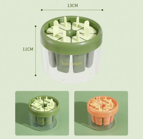 Molde De Silicona Para 8 Paletas De Hielo Herramienta Cocina Verde